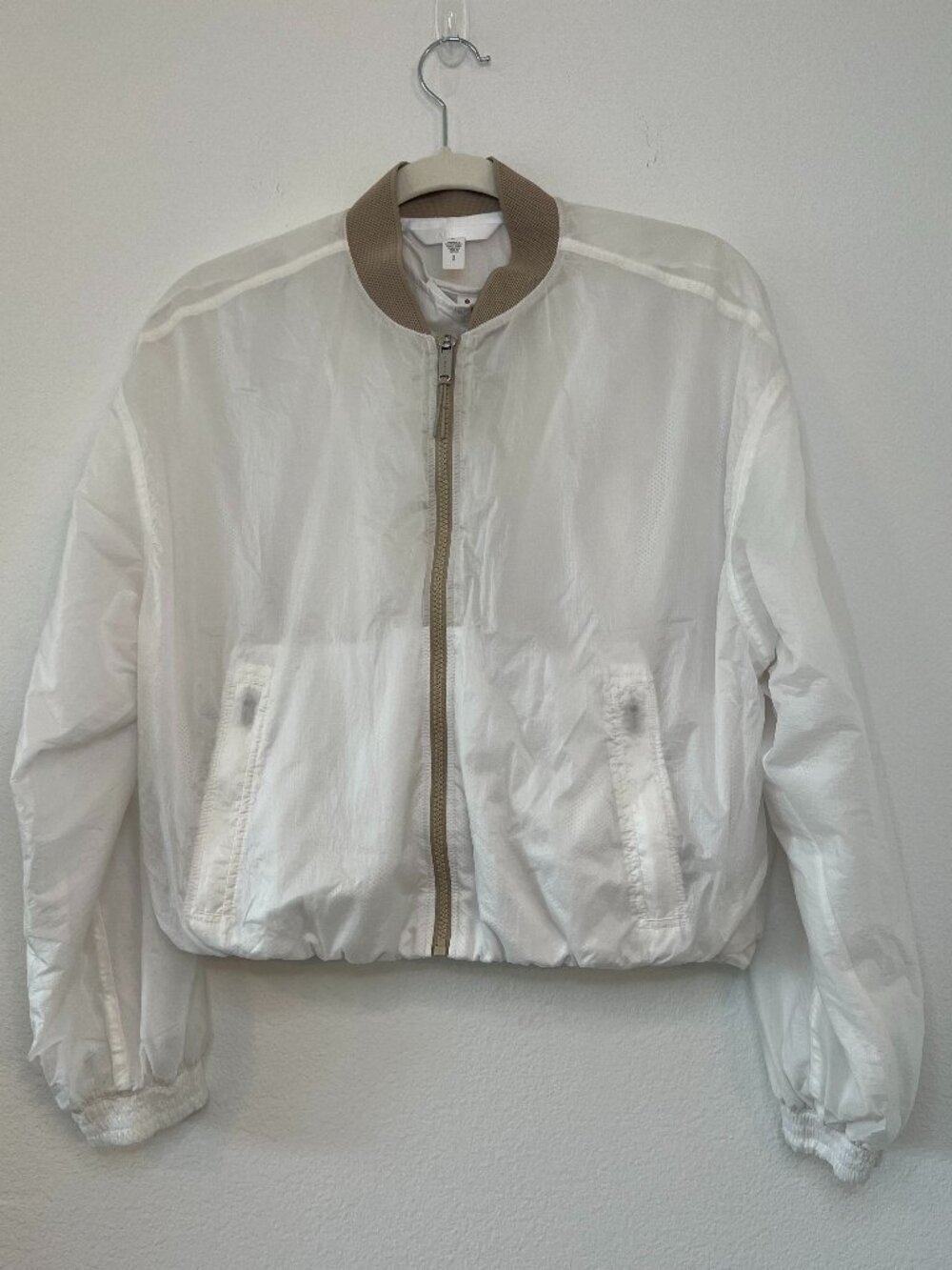 Athleta Power Serve White 2 Lightweight Layers In One Bomber Jacket & Vest Small